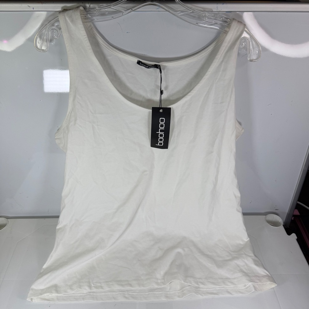 Boohoo Plus Basic Scoop Neck Sleeveless‎ Vest T Shirt White Size 20